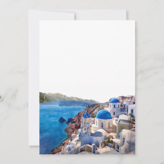 Waterverf Santorini Griekenland Destination Weddin Save The Date (Achterkant)
