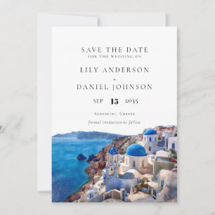 Waterverf Santorini Griekenland Destination Weddin Save The Date