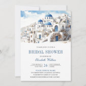 Waterverf Santorini Griekenland Foto Vrijgezellenf Kaart (Voorkant)