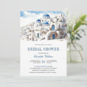 Waterverf Santorini Griekenland Foto Vrijgezellenf Kaart (Staand voorkant)