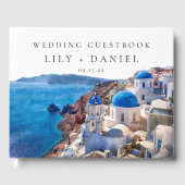 Waterverf Santorini Griekenland Huwelijk Gastenboek (Voorkant)