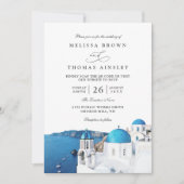 Waterverf Santorini Griekenland Modern QR Code Huw Kaart (Voorkant)