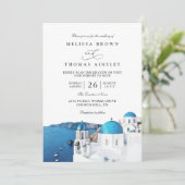 Waterverf Santorini Griekenland Modern QR Code Huw Kaart (Staand voorkant)