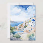 Waterverf Santorini Griekenland Skyline bruiloft Kaart (Achterkant)