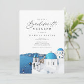 Waterverf Santorini Griekenland Skyline Ocean Trop Kaart (Staand voorkant)