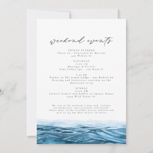 Waterverf Santorini Griekenland Skyline Ocean Trop Kaart (Achterkant)