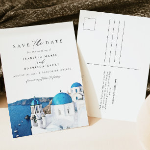 Waterverf Santorini Griekenland Skyline Save the D Briefkaart
