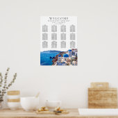 Waterverf Santorini Griekenland Wedding Zitting Gr Poster (Keuken)