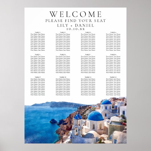 Waterverf Santorini Griekenland Wedding Zitting Gr Poster (Voorkant)