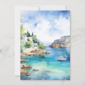 Waterverf Santorini Grieks Bruiloft Kaart (Achterkant)