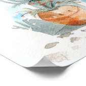 Waterverf Santorini Griekse kunst aan de muur Poster (Hoek)