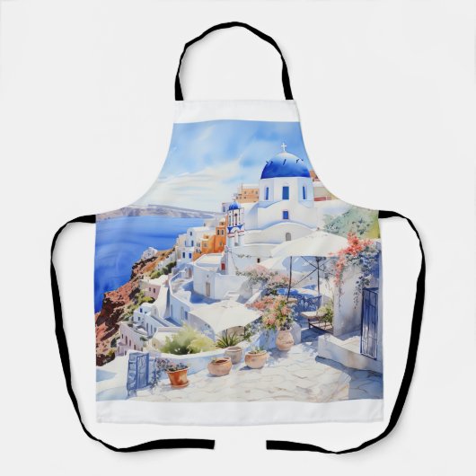 Waterverf Santorini Schort (Voorkant)