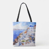 Waterverf Santorini Tote Bag (Achterkant)
