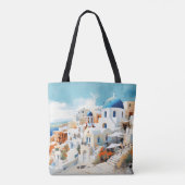 Waterverf Santorini Tote Bag (Achterkant)