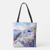 Waterverf Santorini Tote Bag (Achterkant)