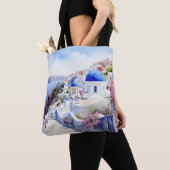 Waterverf Santorini Tote Bag (Dichtbij)