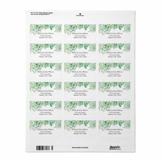 waterverf sappend huwelijksadreslabel etiket (Full Sheet)