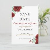 Waterverf sappig Bourgogoud Save The Date (Staand voorkant)