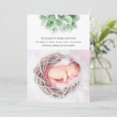 Waterverf sappig. Pasgeborene. Groene cactus geboo Aankondiging (Staand voorkant)