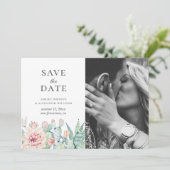 Waterverf sappige bloemen. Floral cactus foto Save The Date (Staand voorkant)