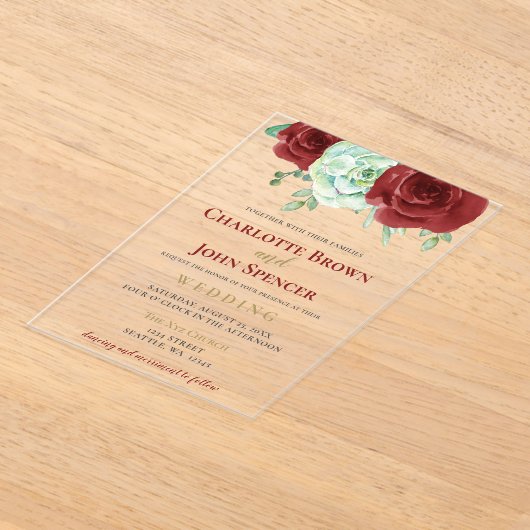 waterverf sappige bruine bruine bruiloft acryl uitnodigingen (Laagn)