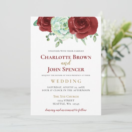 waterverf sappige bruine bruine bruiloft kaart (Staand voorkant)