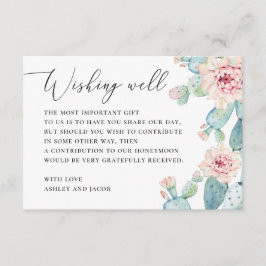 Waterverf sappige cactus bruiloft die goed wil informatiekaartje