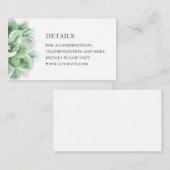 Waterverf sappige details. Bruiloftsgroene cactus Informatiekaartje (Voorkant / Achterkant)