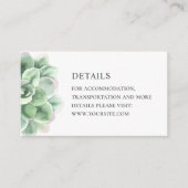 Waterverf sappige details. Bruiloftsgroene cactus Informatiekaartje (Voorkant)