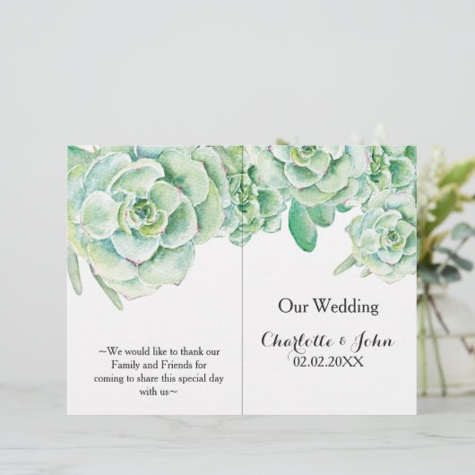 waterverf sappige trouwprogramma (Staand voorkant)