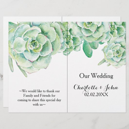 waterverf sappige trouwprogramma (Voorkant / Achterkant)