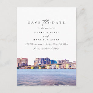 Waterverf Sarasota Florida Skyline Bewaar de datum Briefkaart