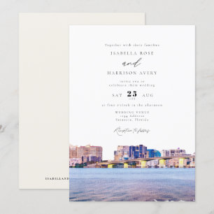 Waterverf Sarasota Florida Skyline Paint Wedding Kaart