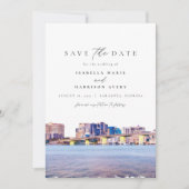 Waterverf Sarasota Florida Skyline Save the Date Kaart (Voorkant)