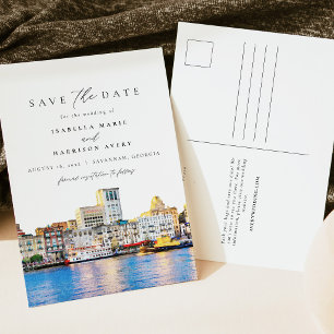 Waterverf Savannah Georgia Silhouette Bestemming Briefkaart