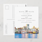 Waterverf Savannah Georgia Skyline Bestemming Briefkaart (Voorkant / Achterkant)