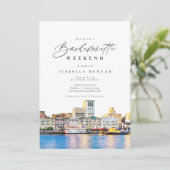 Waterverf Savannah Georgia Skyline Palm Tree Kaart (Staand voorkant)