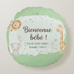 Waterverf Savanne Dieren - Welkom Baby Rond Kussen