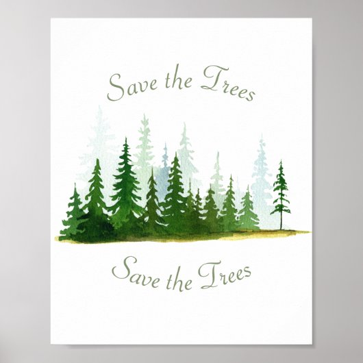 Waterverf Save the Trees Forest Poster (Voorkant)