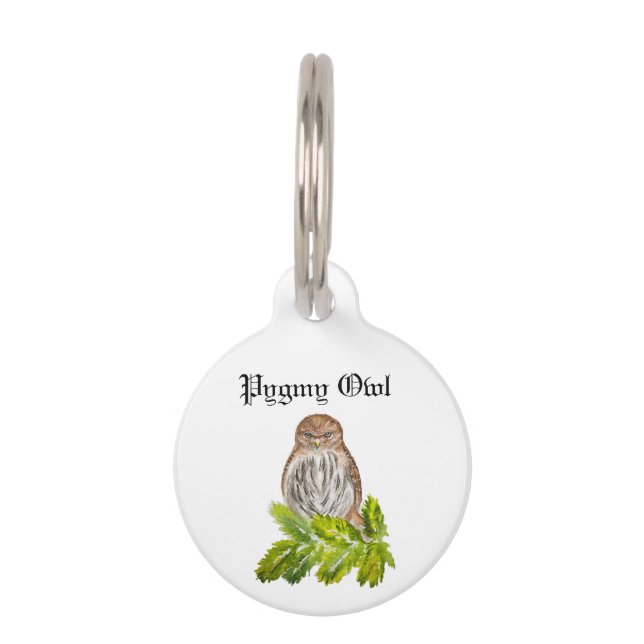 Waterverf Saw Whet Cute Little Huisdierpenning (Voorkant)