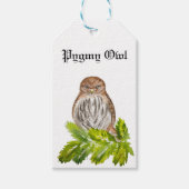 Waterverf Saw Whet Cute Little Owls Cadeaulabel (Voorkant)