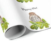 Waterverf Saw Whet Cute Little Owls Cadeaupapier (Rol Hoek)