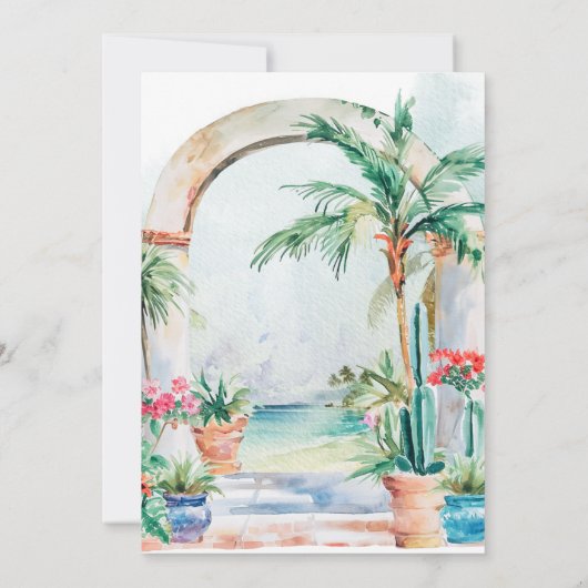 Waterverf Sayulita Mexico bruiloft Kaart (Achterkant)