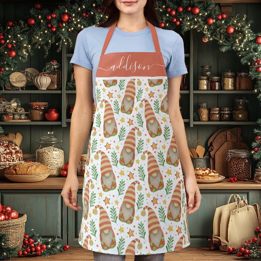 Waterverf Scandinavian Gnome Cute Kerstmis Schort