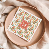 Waterverf Scandinavian Gnome Monogram Kerstmis Servet