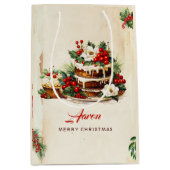 Waterverf Scandinaviër laat vrolijk kerstfeest ach Medium Cadeauzakje (Voorkant)