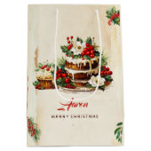 Waterverf Scandinaviër laat vrolijk kerstfeest ach Medium Cadeauzakje (Achterkant)