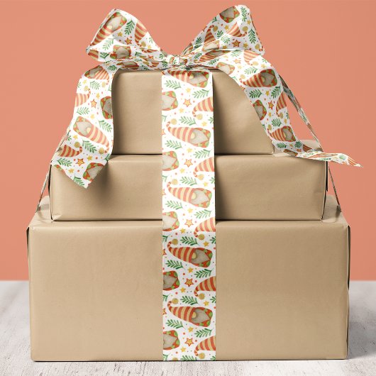 Waterverf Scandinavische Gnome Kerst Satijnen Lint