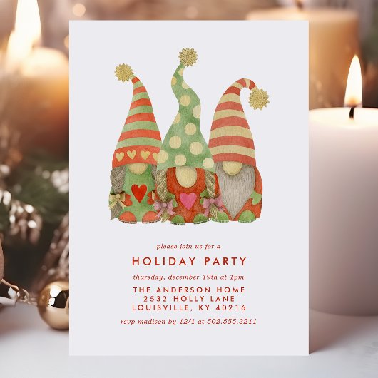 Waterverf Scandinavische Gnomen Holiday Party Feestdagenkaart