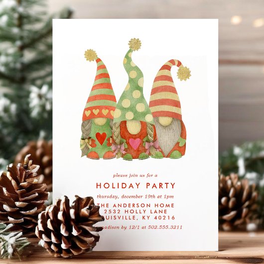 Waterverf Scandinavische Gnomen Holiday Party Feestdagenkaart